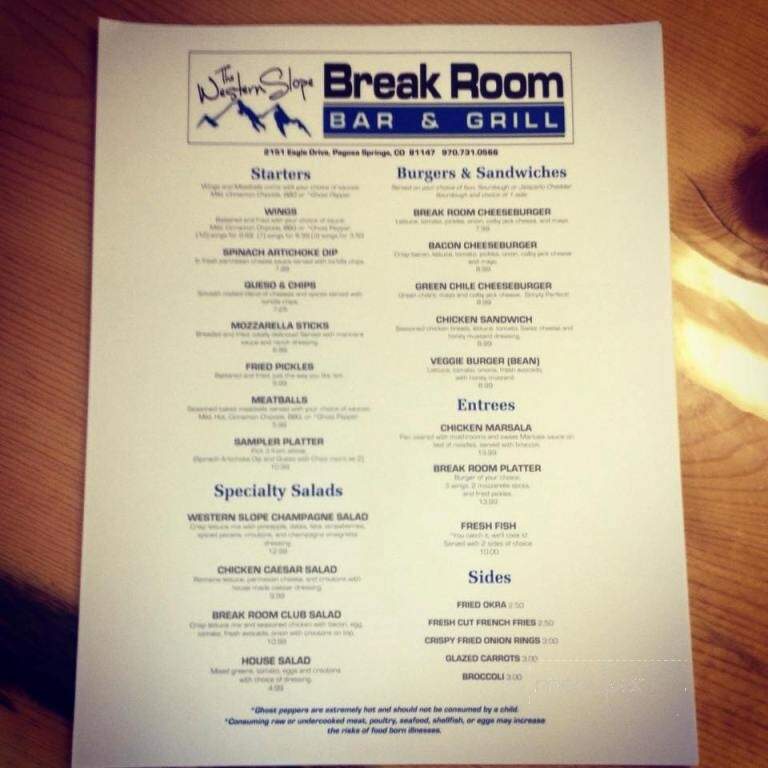 The Western Slope Break Room Bar & Grill - Pagosa Springs, CO